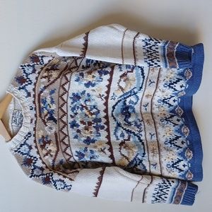 Vintage Chunky Sweater Heirloom Collectibles Medium Neutral Floral Country